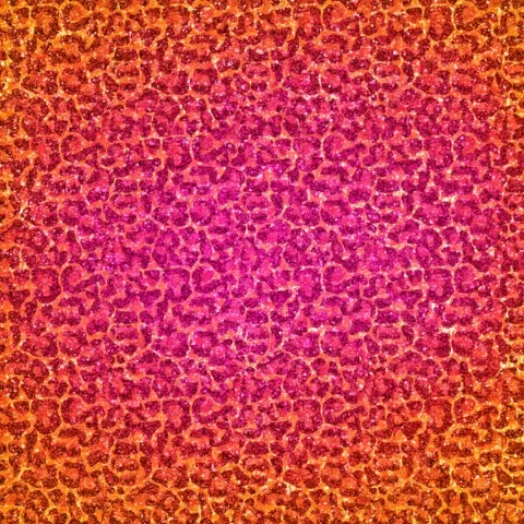 Leopard skin seamless pattern, glitter background, background with orange and pink colours