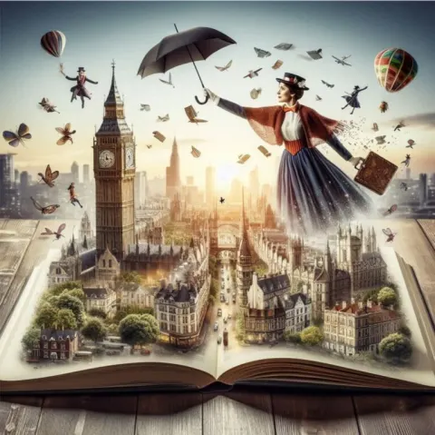 Book Transforming Into Bustling Cityscape