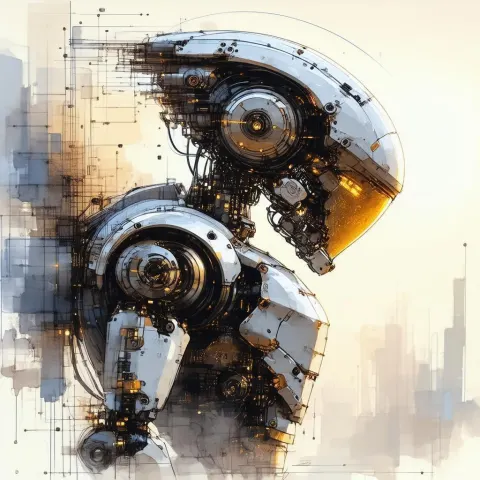 MT Robot Sketch Bathed in Golden Light