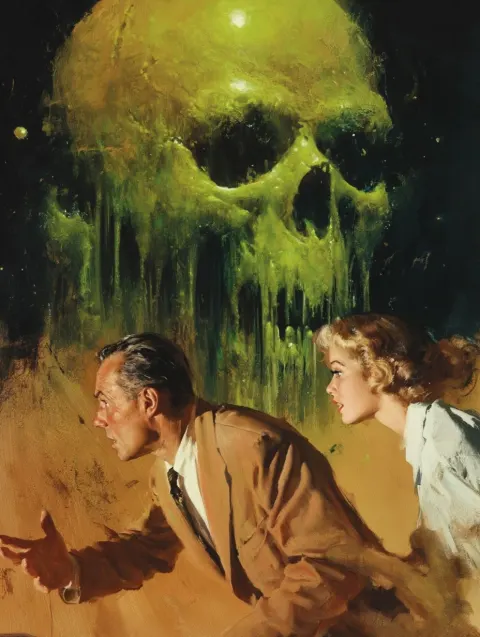 The Heavy Spirit of the Radioactive Man, 1950s, cold war propaganda poster, movie poster