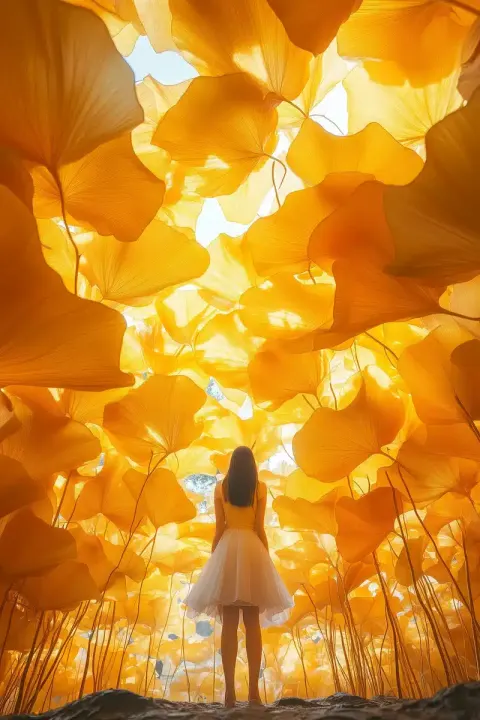 Giant Yellow Ginkgo Leaves