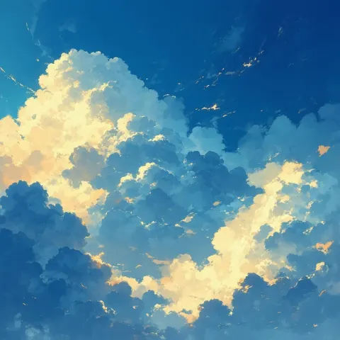 Serene Manga Clouds Drifting at Golden Hour