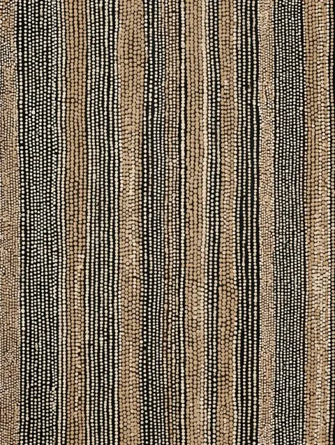 A minimalist design of an aboriginal dot painting, featuring black lines on a natural brown backgrou