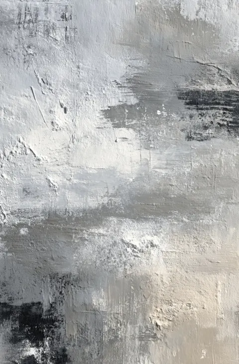 Abstract grays and blacks, textured brushstrokes, monochromatic palette, soft edges