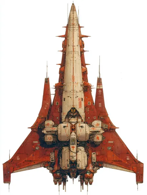 Directly overhead top-down view, straight down 90 degree angle, sci-fi spaceship concept art