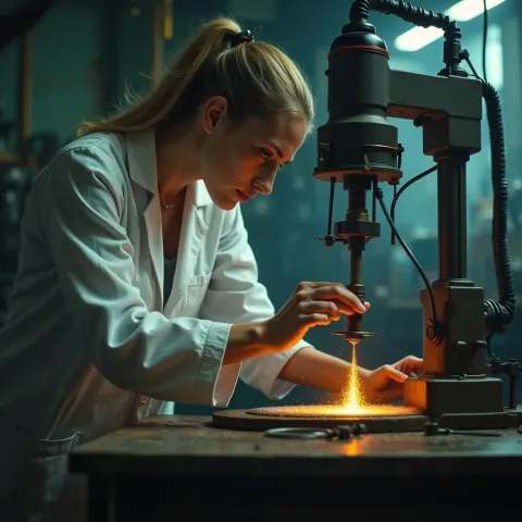 Scientist Assembling a Glass Machine on Film