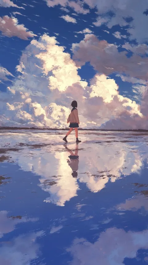 Girl Walking on a Vast Puddle, Synthwave Nostalgia