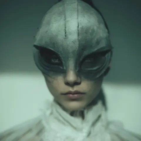 Alien fashion model, muted colors, fashion photo