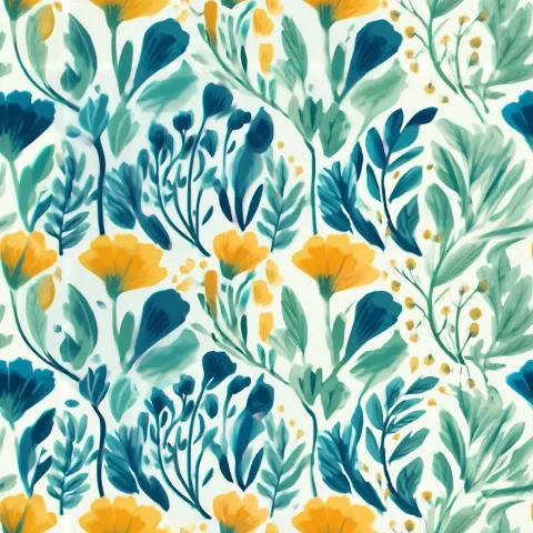 Botanical flowers, simple vector style, more space between objects, use these colours #5386A6