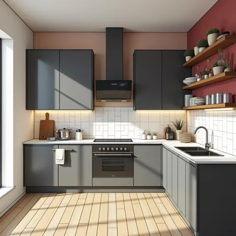 Anime Kitchen Joinery in Wood and Grey