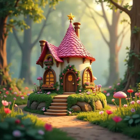 Fairy House Birthday Cake in Magical Forest
