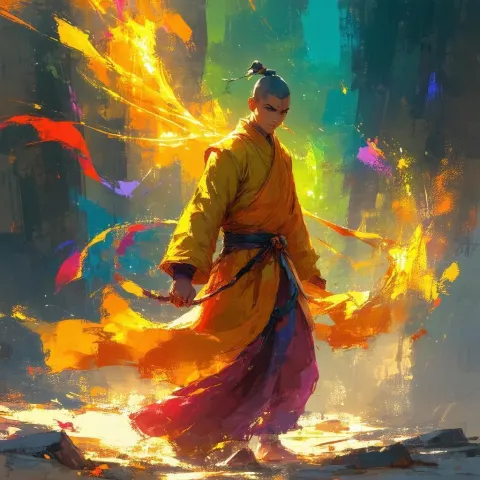 Vibrant Anime Monk Concept for AAA Games