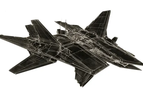 Tron aircraft designs in various scenarios, machines in view, ron cobb style, white background