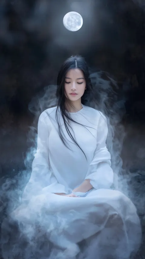 A ghostly girl with an extremely cold temperament, delicate and beautiful face