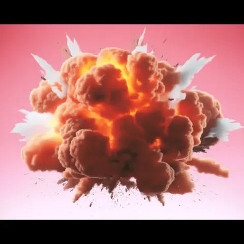 Pastel colored explosion like a bomb blast, surreal artificial aesthetic