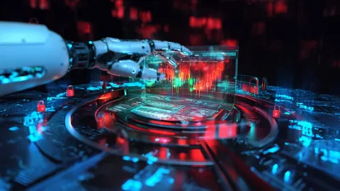 Aspect ratio, close-up view, algorithmic trading visualization