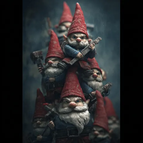 Stack the gnomes up like the 'this is the end' movie poster. Crammed into frame