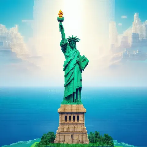 Statue of Liberty Built From Minecraft Blocks