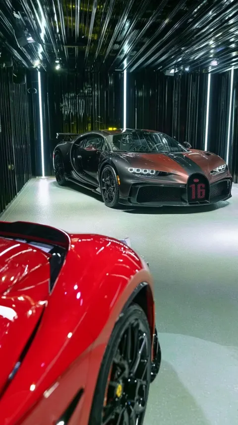 Bugatti in a Garage, Hyperrealistic Photo