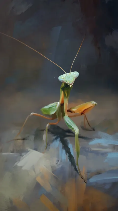 Digital Painting. Das Insekt Gottesanbeterin. Painterly.