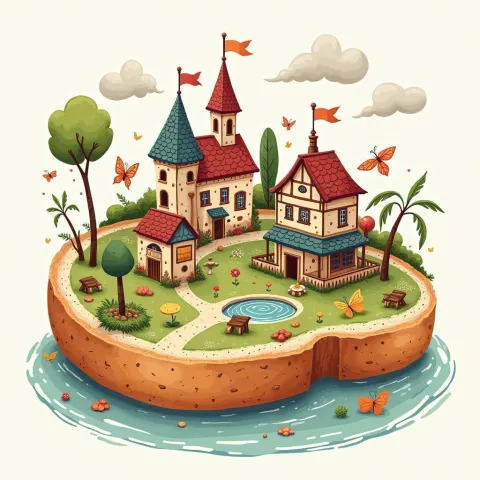Whimsical Miniature World on a Bread Slice