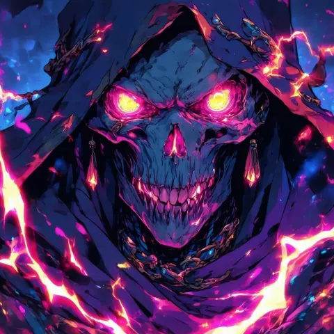 Undead Mage Blazing With Neon Manga Energy