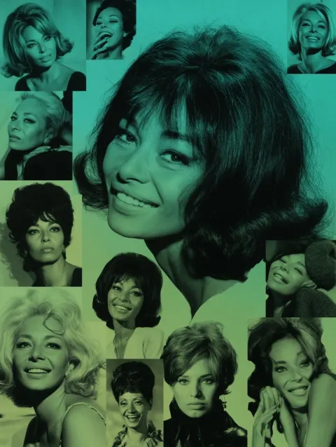 Multiple overlaying exposures. Portrait of the Italian famous confident actress 1960s who lives fore