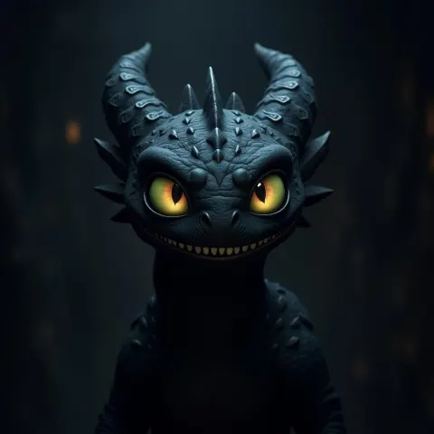 Toothless Smirking in Moody Cinematic Shadows