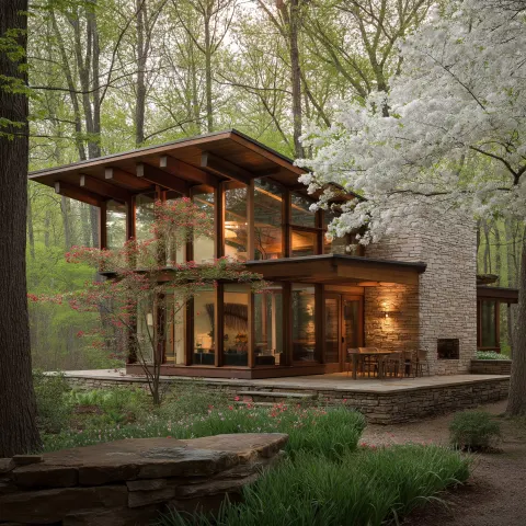 A family home that is warm and modernist in the woods of charlottesville, va. dappled light