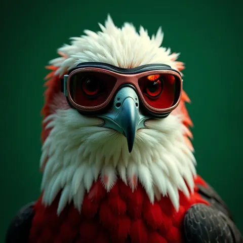 Goggled Eagle in Red White and Green