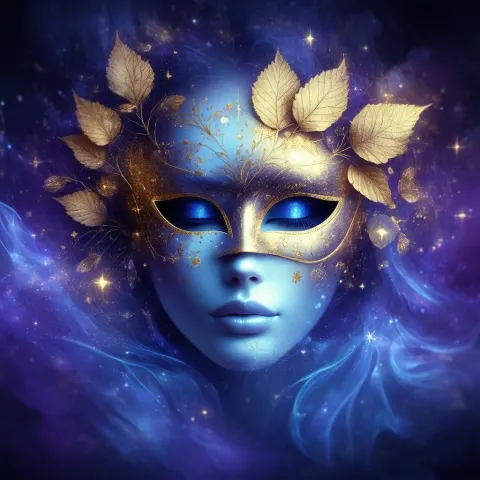 Golden Leaf Mask on a Celestial Face