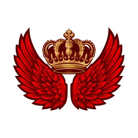 Luxury streetwear symbol, stylized crown with wings, premium urban fashion style