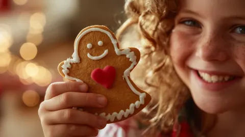 Stock style, hyper realistic, high quality photo of a gingerbread cookie shaped like a girl