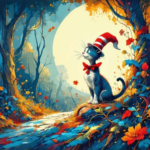 Cat in the Hat With Art Nouveau Flair