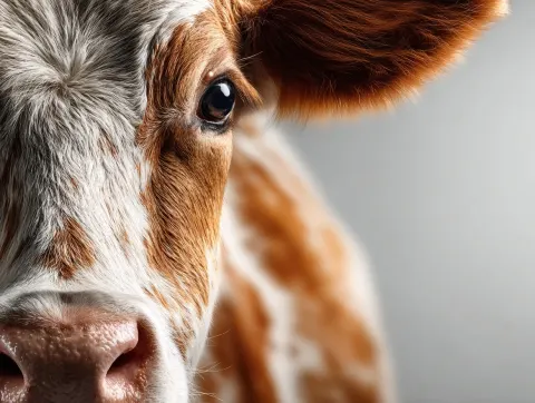 Healthy cow udder with white isolation