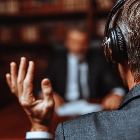 A legal person talking about noise problems with an acoustic consultant