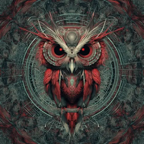 Psytrance Cyberpunk owl Vector totem
