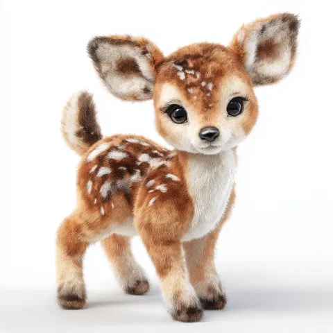 Watercolor, plushtoy, deer in nature, white background, lovely eyes, funny, high detailed, 8k