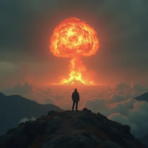Man on a Hill Watching Nuclear Dawn