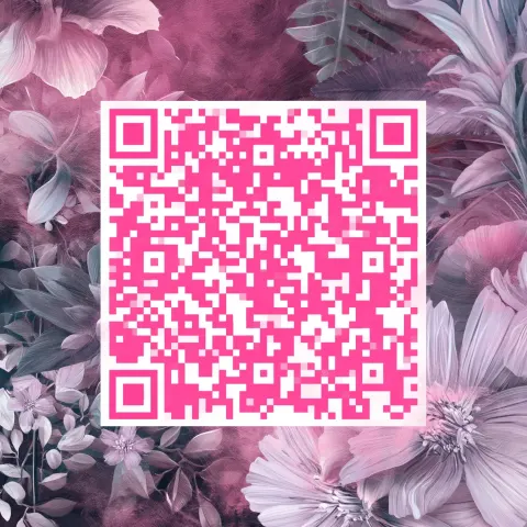 A pink QR code