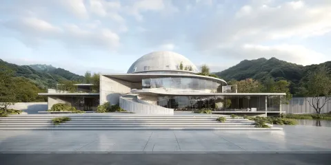 Two-Storey Theatre with Partly Transparent Dome