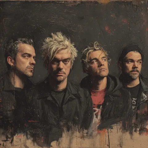 A painting portrait of an alternative post-grunge rock band