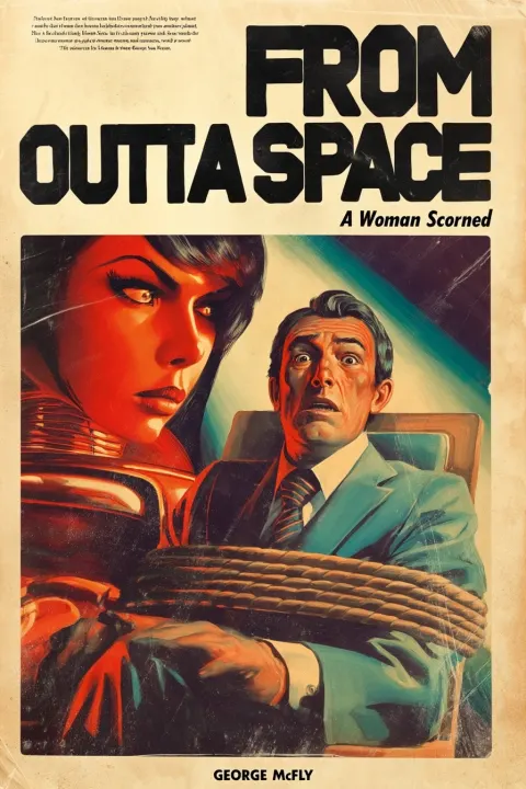 A vintage 1970’s hand-painted scifi pulp art magazine cover for the story