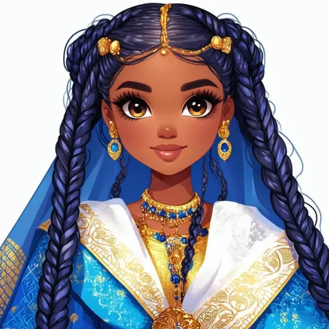 Regal Doll in Blue and Gold Vector