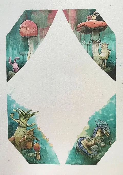 Corners, frame for notes, magic fantasy watercolor fantasy creatures corners, faerie core