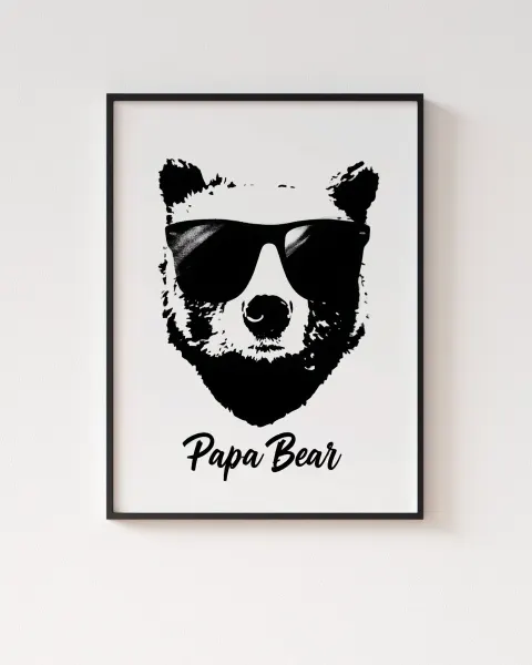 Format 2:3. erstelle ein Design für Erwachsene mit dem Text "Papa Bear". Ein einfacher