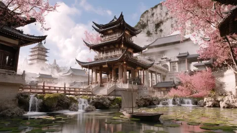 Chinese elements, A wonderful scene that is very beautiful, fairyland, fantastical, dreamy