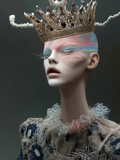 Queen of Nobody. With a crown on his head