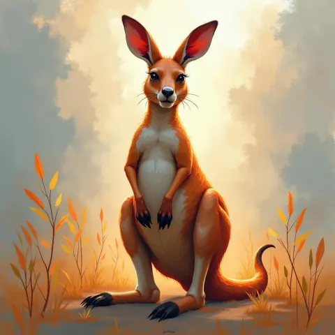 Painterly Kangaroo in Vivid Ethereal Brushstrokes