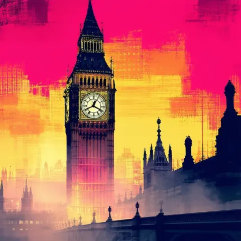 Big Ben Towering in Dramatic Manga Mist